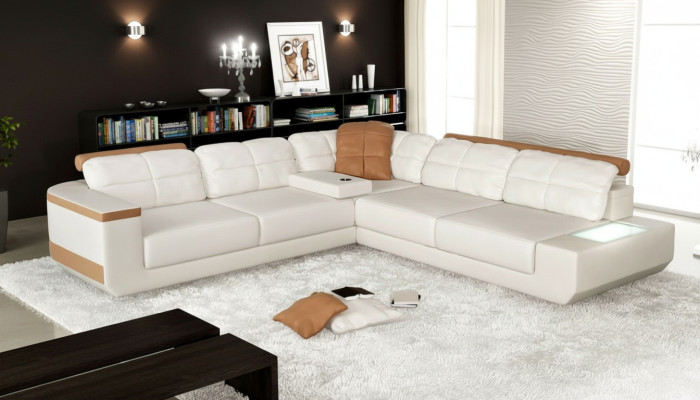 Diseño Sofá Moderno Forma L XXL Sofá Esquinero Sofá de Cuero Salón