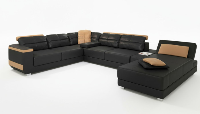 Sofás modernos Conjunto de sala de estar Esquina Sofá Tela Forma de U Diseño Asiento Textil Esquina