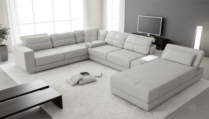 Sofá de esquina, sofá tapizado de esquina, sofá de cuero, sofá, muebles nuevos, conjunto de sofás en forma de U.