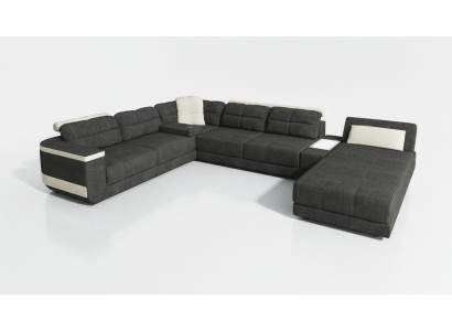 Sofá esquinero en forma de U de diseñador XXL, sofá de salón, sofá, esquina de sofá, tapizado, esquina nueva.