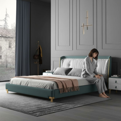 Cama doble Diseño de camas Acolchado Dormitorio 180x200cm Moderno Madera