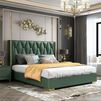 Modernas camas de lujo en el dormitorio italiano Diseño de cama doble de lujo nuevo