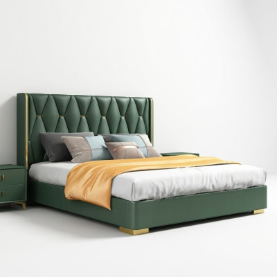 Modernas camas de lujo en el dormitorio italiano Diseño de cama doble de lujo nuevo