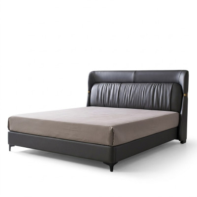 Cama de lujo dormitorio cuero acolchado decoración camas dobles diseño metálico