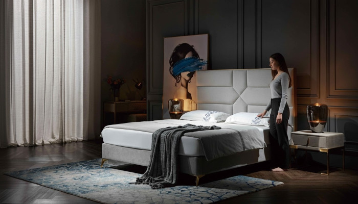 Cama de diseño de lujo tapizada doble con cama de hotel matrimonial 180x200cm dormitorio de dormir