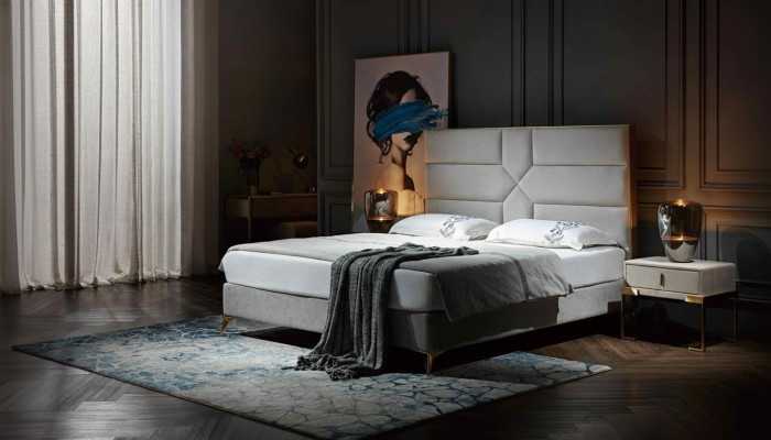 Cama de diseño de lujo tapizada doble con cama de hotel matrimonial 180x200cm dormitorio de dormir