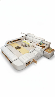 Cama de cuero multifuncional 180x200 estructura de cama diseño de cuero camas acolchadas.