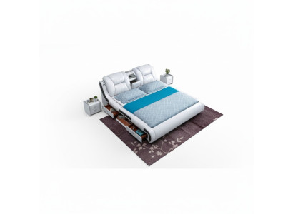 Sofá cama multifunción XXL para dormitorios grandes con caja USB, hotel, cuero, cojines y cajones.