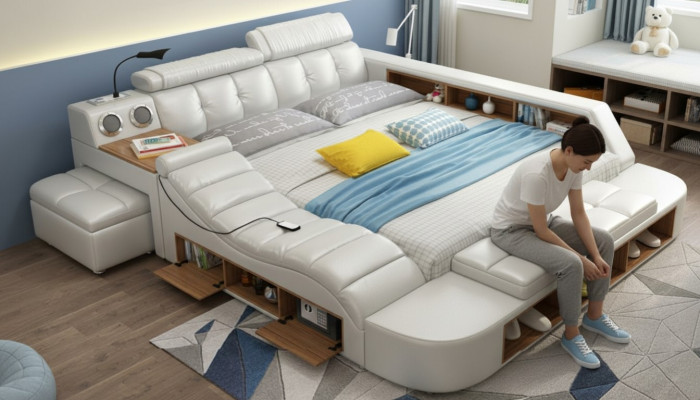 Diseño cama XXL, camas grandes, cuero, acolchado, hotel 180x200cm, multifunción.