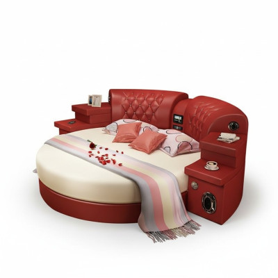 Cama redonda Cama redonda Multifuncional Hotel Acolchado Led Estantería King Size