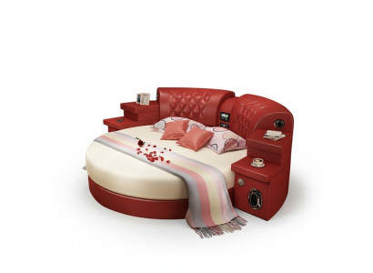 Cama redonda Cama redonda Multifuncional Hotel Acolchado Led Estantería King Size