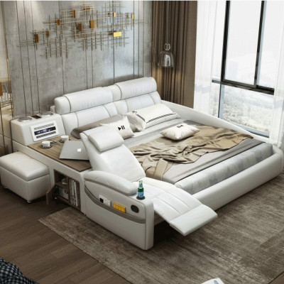Diseño cama XXL Camas grandes Cuero Hotel Acolchado 180x200cm Multifunción
