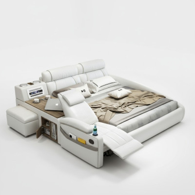 Diseño cama XXL Camas grandes Cuero Hotel Acolchado 180x200cm Multifunción
