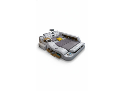 Multifunción Deluxe Cama Masaje Cama Hotel Tapizado Led usb Radio