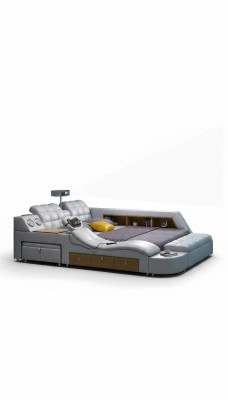 Cama multifunción con función de masaje LED USB del proyector de televisión de lujo del hotel.