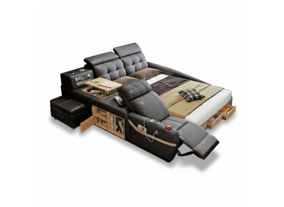 Función de masaje en cama multifuncional Deluxe, cama de hotel, tapizado, Led, usb, radio.