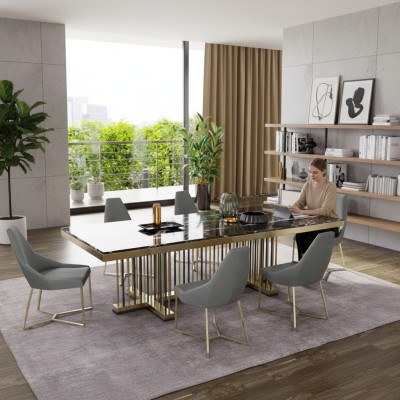 Muebles Mesa Mesas Diseño de comedor Cocina Lujo Mesa de comedor de mármol moderno 90x160