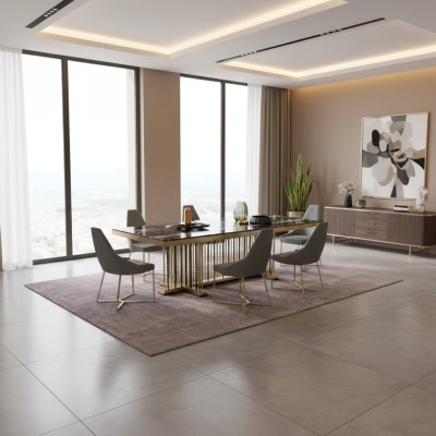 Muebles Mesa Mesas Diseño de comedor Cocina Lujo Mesa de comedor de mármol moderno 90x160