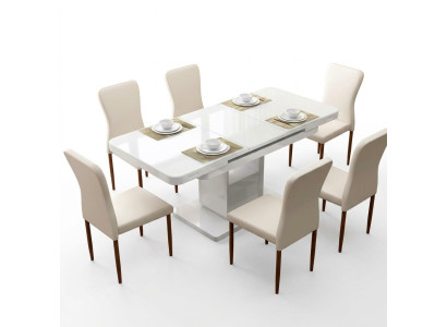 Mesa de lujo Mesas modernas Muebles de comedor modernos Mesas de comedor de madera Mesas de madera marrón blanco