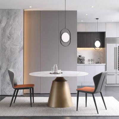 Mesas de lujo Mesa de comedor Muebles Columna Mesa Mármol Estilo Mesas Comedor Metal Acero inoxidable