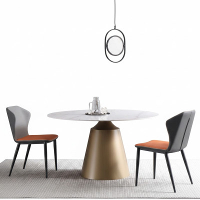 Mesas de lujo Mesa de comedor Muebles Columna Mesa Mármol Estilo Mesas Comedor Metal Acero inoxidable