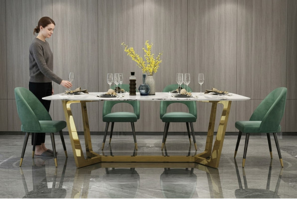 Acero inoxidable Mesa de lujo Mesas modernas Muebles de comedor Mesas de comedor 140x80cm Metal