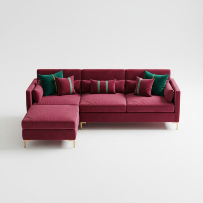 Muebles de salón sofá esquinero en forma de L relax terciopelo madera maciza diseño de asiento sofá lounge nuevo