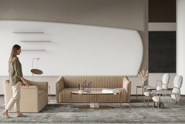 Sofá de terciopelo de 2 plazas, diseño de asiento de madera maciza de sala de estar tipo lounge