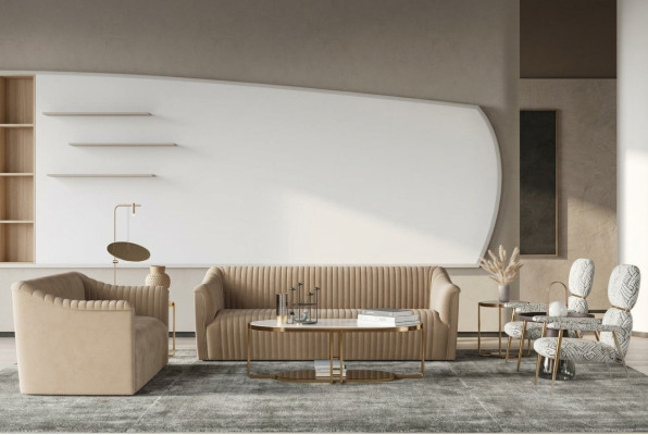 Sofá de terciopelo de 2 plazas, diseño de asiento de madera maciza de sala de estar tipo lounge