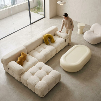 Sofá esquinero en forma de L, zona de estar relajante, diseño de asiento, sofá de salón esquinero moderno de tela.
