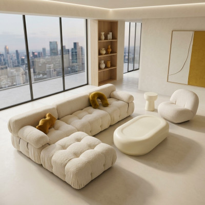 Sofá esquinero en forma de L, zona de estar relajante, diseño de asiento, sofá de salón esquinero moderno de tela.