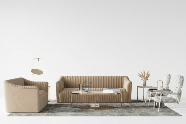 Conjunto de sofás de 3 plazas + 1 plaza, sofá de diseño de terciopelo relax, salón nuevo.