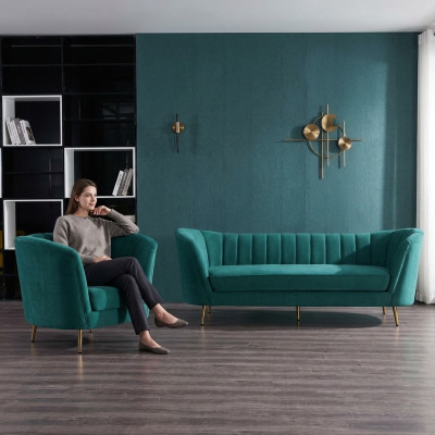 Conjunto de estar Relax de terciopelo, diseño de asientos, sofá tipo lounge, juego de sofá de 3+1 plazas.