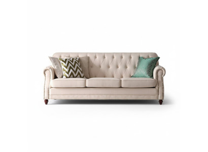 Sofá Chesterfield de 3 plazas, sala de estar relajante, diseño de asiento, sofá tipo lounge.