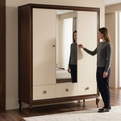 Armario con espejo de madera Armario Armario de diseñador Armarios de dormitorio