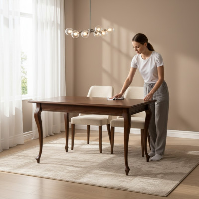 Mesa clásica de madera real para comedor, mueble de comedor, mesa de cena, mesa de conferencias.