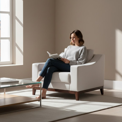 Sillón de relax Lounge de diseñador, moderno blanco, nuevo.