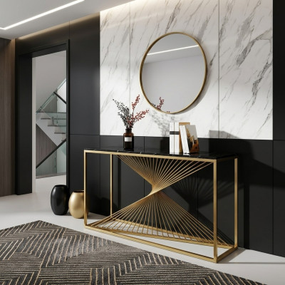 Diseñador de lujo Consola Mesa Consolas Mesas Madera Metal Diseño Oro
