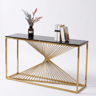 Diseñador de lujo Consola Mesa Consolas Mesas Madera Metal Diseño Oro