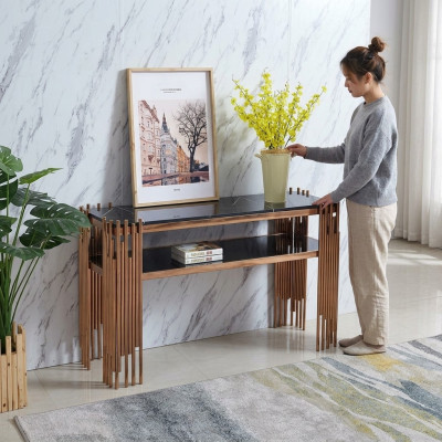 Mesa de consola de diseñador en madera mesa de consola consolas de oro-negro