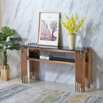Mesa de consola de diseñador en madera mesa de consola consolas de oro-negro