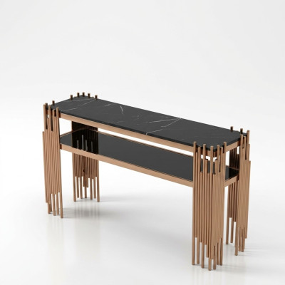 Mesa de consola de diseñador en madera mesa de consola consolas de oro-negro