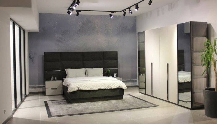 Conjunto de muebles de dormitorio completo cama 2 mesitas de noche tocador espejo 8 piezas nuevo