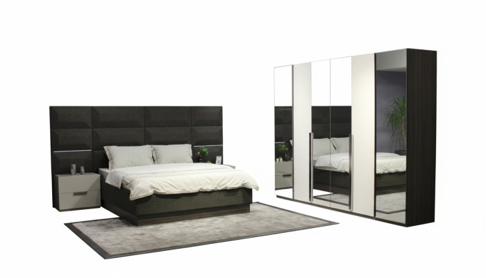Conjunto de muebles de dormitorio completo cama 2 mesitas de noche tocador espejo 8 piezas nuevo