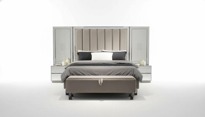 Juego de dormitorio de lujo con cama + 2 mesitas de noche. Conjunto completo de muebles para habitación, nuevo.