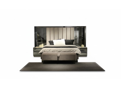 Cama 2x mesitas de noche Banco Diseño Dormitorio Set 4 piezas Muebles de lujo Nuevos