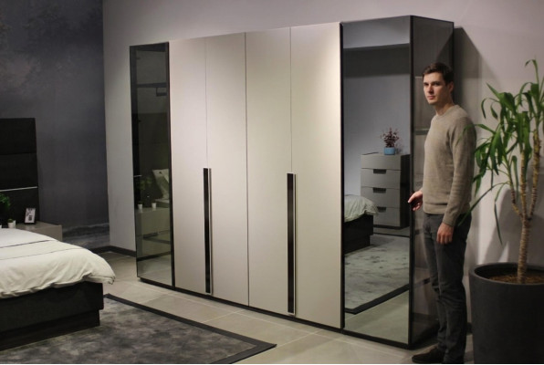 Diseñador de armarios armario con espejo dormitorio muebles de lujo de madera nuevo