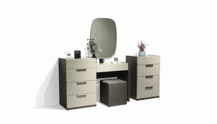 Mesa tocador con espejo Maquillaje Dormitorio Diseño Muebles Madera 2 piezas Nuevo