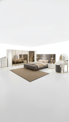 Set de dormitorio de lujo cama + 2 mesitas de noche cómoda armario de madera nuevo