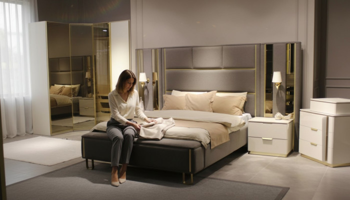 Cama 2x Mesitas de noche 3 pzas. Dormitorio Cama doble Diseño Muebles Madera Nuevo Juego